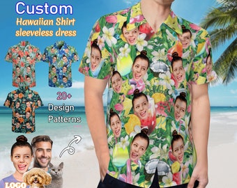 Camisa hawaiana personalizada con cara, camisa hawaiana personalizada, camisa hawaiana con foto personalizada para hombres y mujeres, regalo para pareja