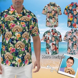 Custom Hawaiian Shirt with Face, Customized Photo Hawaiian Shirt, Personalized Hawaiian Shirt, Gift for Dad Custom Father&#39;s Day