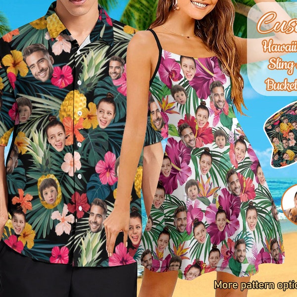 Custom Hawaii Shirt with Face, Personalized Hawaiian Shirt, Customized Photo Hawaiian Shirt, Custom Beach Shirt Custom Couple Shirt