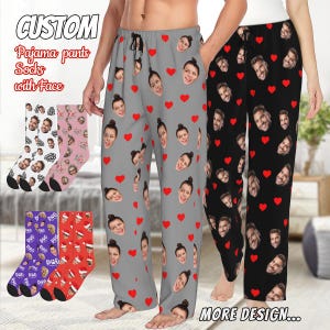 Custom Photo Pajamas, Personalized Face Unisex Pajamas, Custom Photo Pajama Pants for Women Men, Home Wear Set, Grandparents gift
