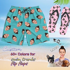 Aangepaste strandshort met gezicht, gepersonaliseerde zwembroek heren, gezicht op strandshort, badmode op maat, gepersonaliseerde badmode, cadeaus voor hem