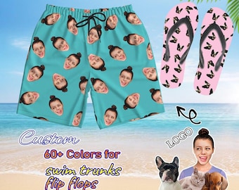 Custom Beach Shorts with Face, Personalized Men Swim Trunk, Face on Beach Shorts, Custom Face Swimwear, Peronalized Swimwear, Gifts for Him