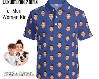 Custom Polo Shirt for Men, Personalized Face Golf Polo Shirt, Funny Print Short Sleeve Polo Shirts, Gifts for Boyfriend, Birthday Gifts