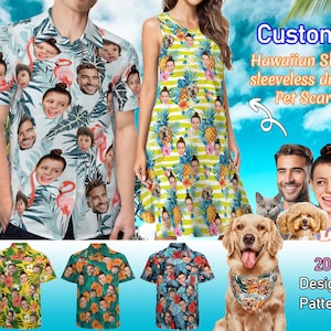 Custom Hawaii Shirt with Face, Personalized Hawaiian Shirt, Customized Photo Hawaiian Shirt, Custom Beach Shirt, Gifts for Dad Gifts for Him