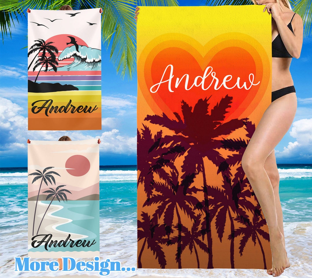 Esthqetic Personalized Beach Towel - Custom Name Text, 30x60 Inches, Microfiber, Great Gift Idea - View #3