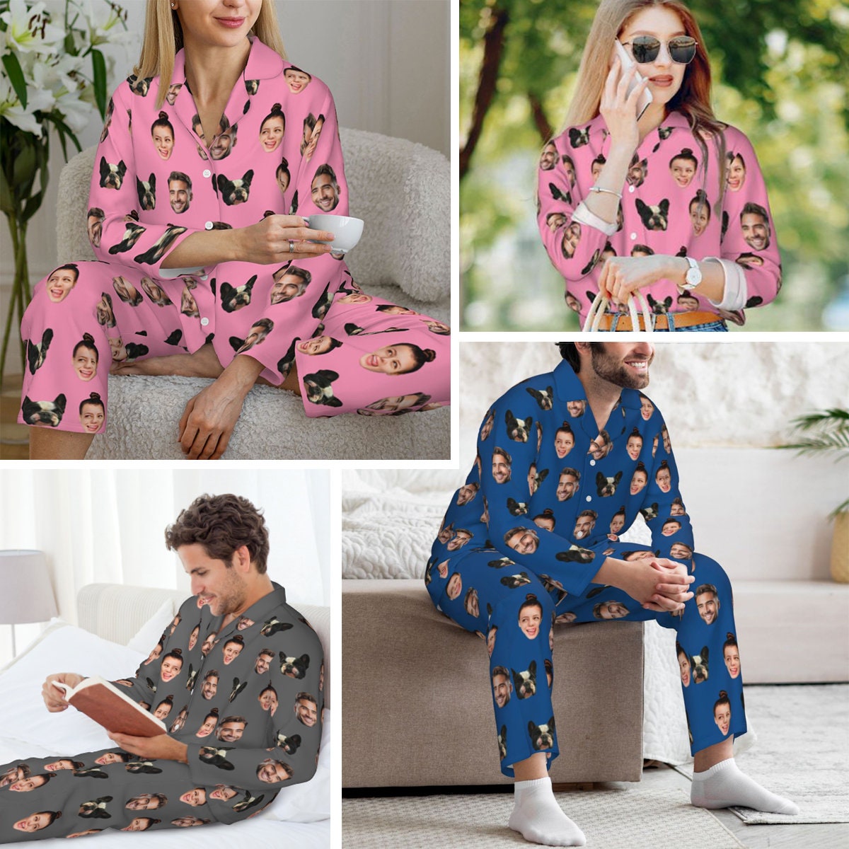 Custom Pajamas, Custom Photo Pyjamas, Custom Pet Dogs Cats Pajamas ...