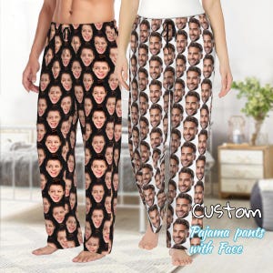 Custom Photo Pajamas, Personalized Face Unisex Pajamas, Custom Photo Pajama Pants for Women Men, Home Wear Set, Grandparents gift