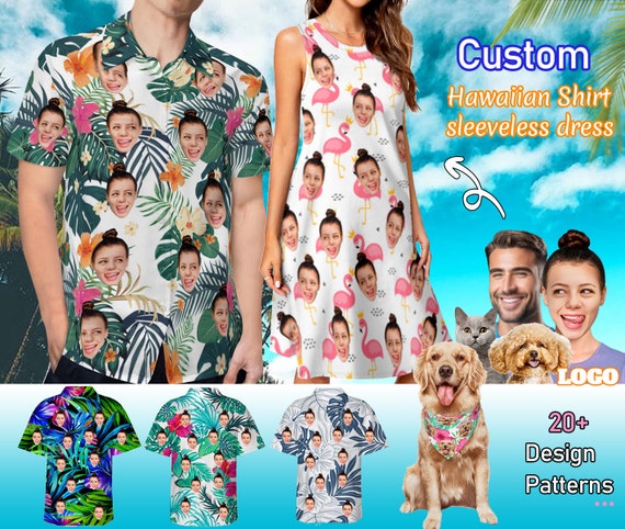 Custom Hawaii Shirt with Face, Personalized Hawaiian Shirt, Customized Photo Hawaiian Shirt, Custom Beach Shirt Custom Couple Shirt