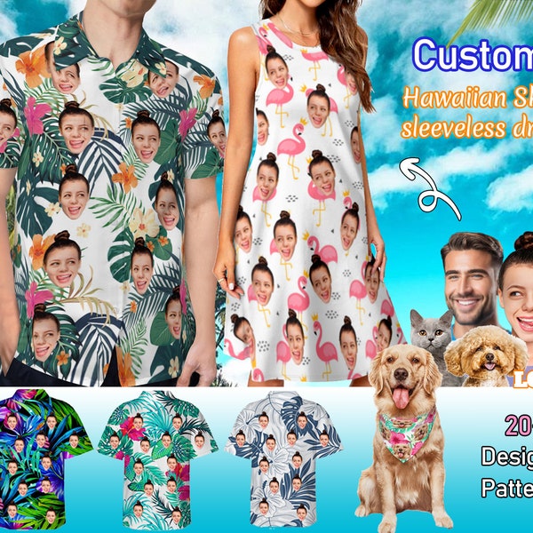 Custom Hawaii Shirt with Face, Personalized Hawaiian Shirt, Customized Photo Hawaiian Shirt, Custom Beach Shirt Custom Couple Shirt