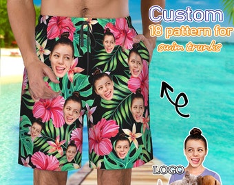 Custom Swim Trunk with Face, Funny Swim trunks, Personalized Men Swim Trunks Face on Bathing Suit, Custom Face Men Swimwear, Gifts for Him