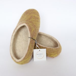 Felted Alpaca and Lambswool Low Back Slippers - Mustard
