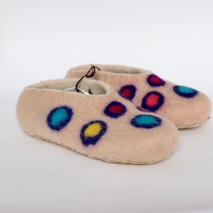 Super cute dot Alpaca and Lambswool felted slippers for kids. Ships Immediately!