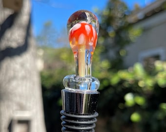 Hand-Blown Glass Mushroom Bottle Stopper, Glassblown Handcrafted Barware