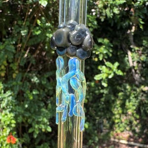 Handgefertigte Glass Electric Thundercloud Stroh mit blauem Blitz-Regen, stürmisches Wetter Handwerker Trink