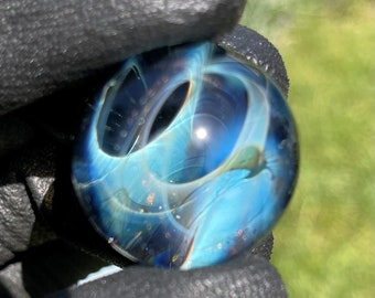 Galaxy Marble (Silver Fumed) - Cosmic Galaxy Design, Unique Collectible Glass Art, Space Theme Glass Sphere, Artisan Crafted