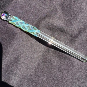 Penna in vetro soffiato a mano Opal, impugnatura a reticolo in vetro soffiato Strumento di scrittura artigianale a sfera