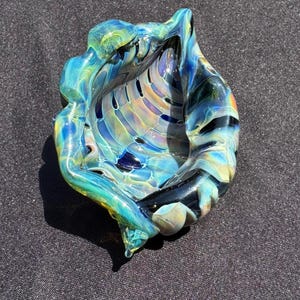 Handmade Glass Sea Shell Sculpture (74mm) | Ocean-Inspired Borosilicate Art |