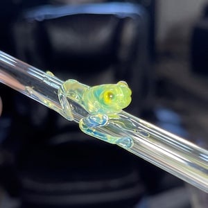 Translucid Frog Glas-Strohhalm – Gelb-Grün-Kunst, handgemachter Natur-Schluck
