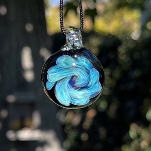 Handmade Borosilicate Glass Art Pendant: Unique Artisan Necklace