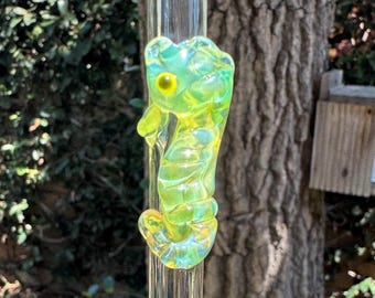 Seahorse Glass Straw, Ocean Drinkware Reusable Sipper, Marine Lover Gift Coastal Drink Accessory