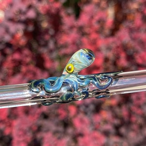 Octopus Lover Straw – Artistic Glass Sea Creature, Nautical Party Favor