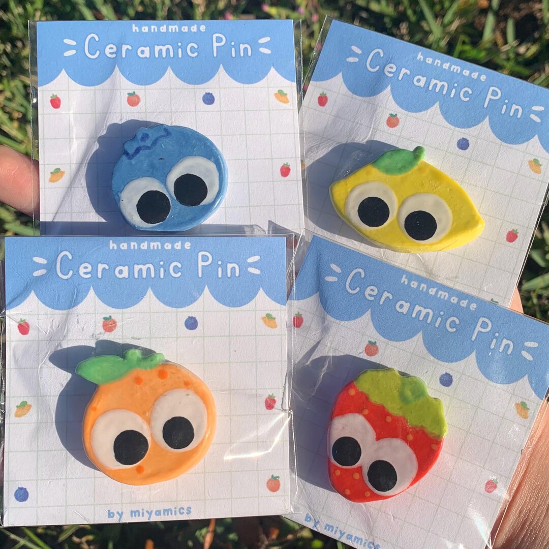Ceramic Fruit Pins - Etsy