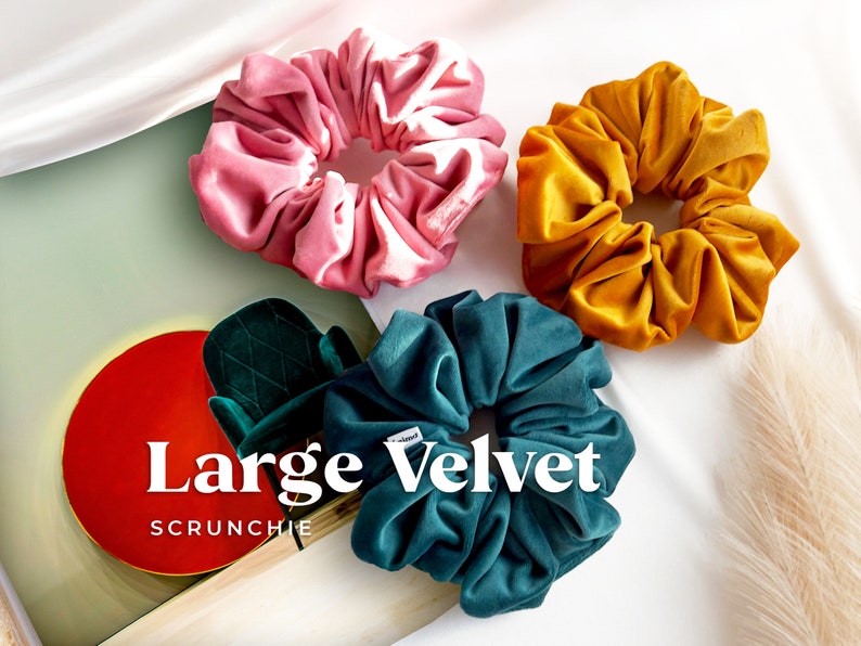 XXL Scrunchie XL Scrunchie Velvet Scrunchy 1 pc Extra Large Oversized luxe hair tie small gifts for her birthday gift Jumbo Scrunchies image 2