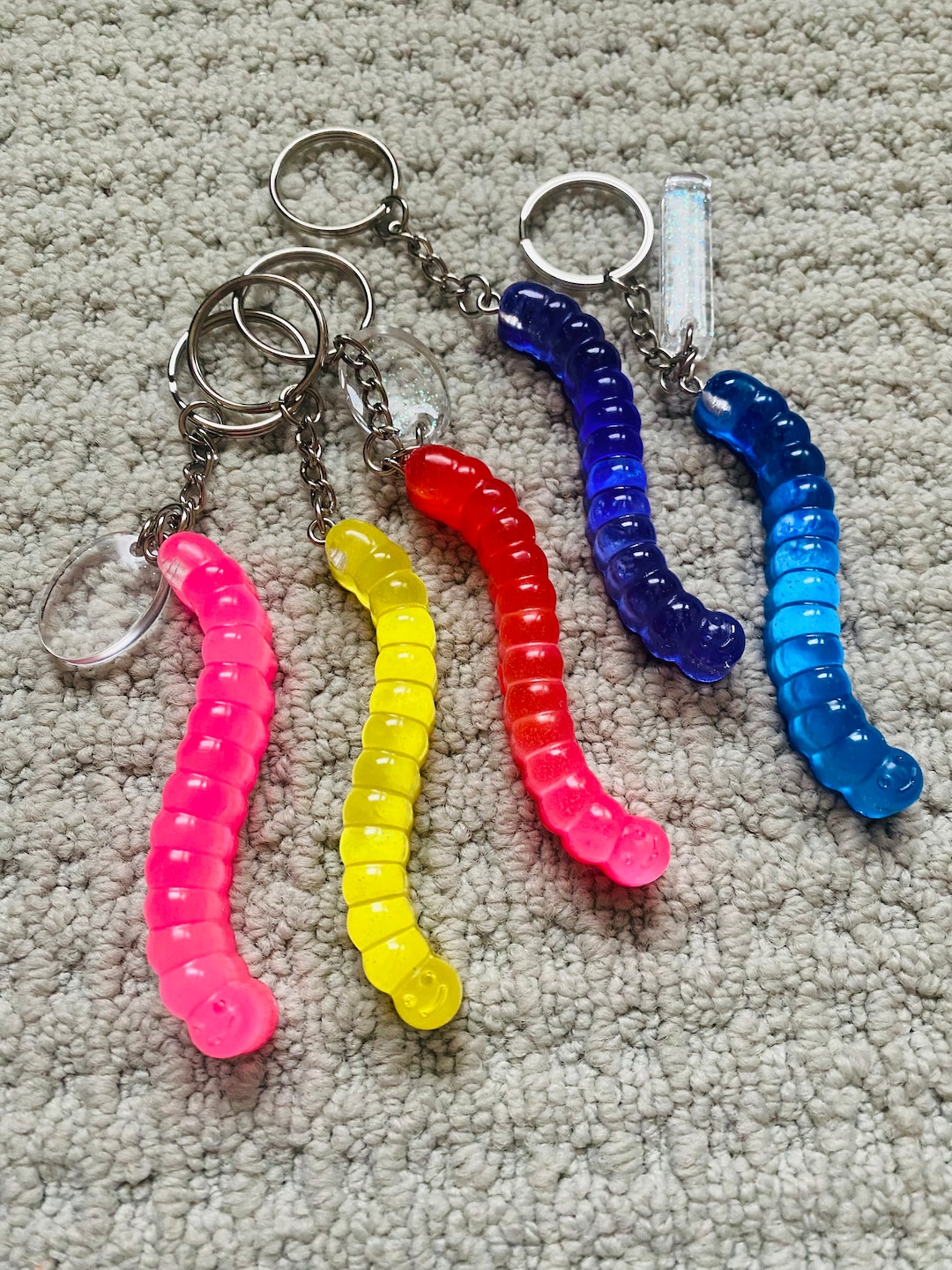 Epoxy Resin Candy Gummy Worm Keychain Epoxy Resin Keychain Cute
