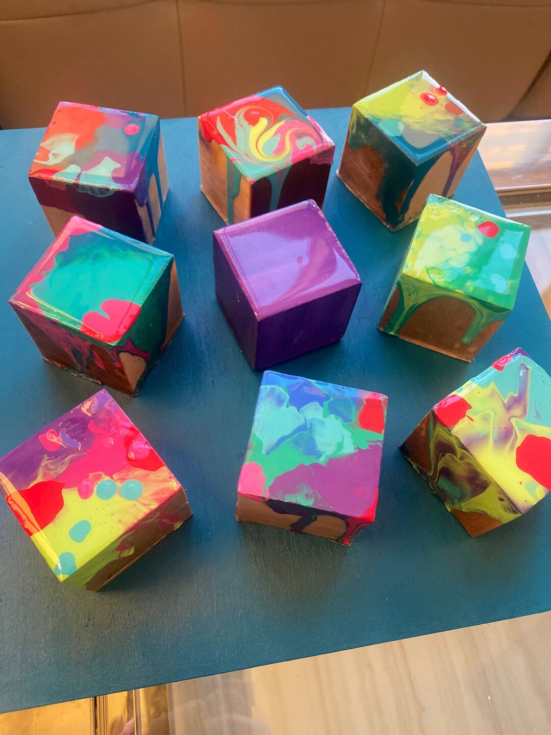 Resin Blocks Wood Block Art Wood Cube Art Wood Cubes Etsy