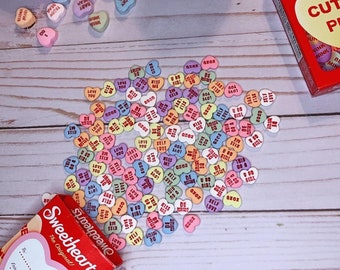 Orecchini a bottone in argilla polimerica con cuore a forma di conversazione a forma di cuore, orecchini a forma di caramelle per San Valentino