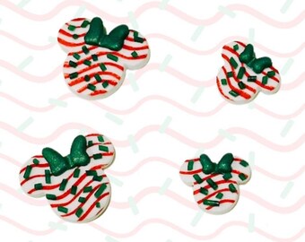 Orecchini a bottone in pasta polimerica a forma di albero di Natale con topo magico