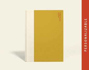 Personalized Yellow and White Wide Spine Notebook | A5 Hardcover or Paperback