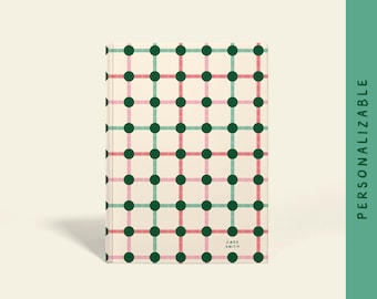 Personalized Christmas Notebook | Custom Holiday Journal with festive Stripes & Dots | Stocking Stuffer Gift
