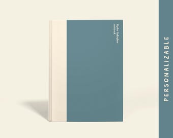 Personalized Blue and White Wide Spine Notebook | A5 Hardcover or Paperback