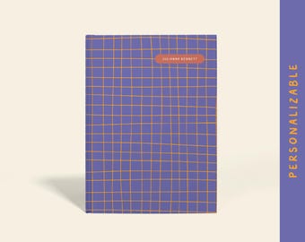 Personalized Purple and Orange Grid Notebook: A5 Hardcover or Paperback