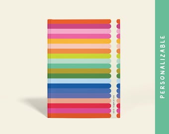 Personalized Striped Notebook: Custom Name A5 Hardcover or Paperback Journal
