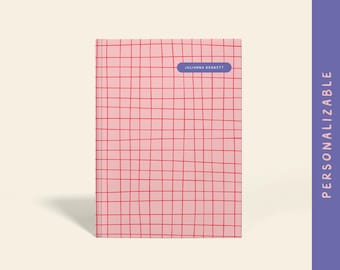 Personalized Pink Grid Notebook: A5 Hardcover or Paperback