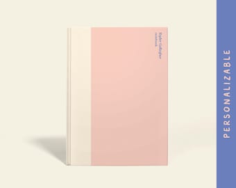 Personalized Pink and White Wide Spine Notebook | A5 Hardcover or Paperback