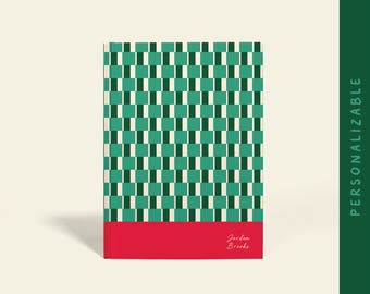 Personalized Christmas Colored Checkerboard Pattern Notebook: A5 Hardcover or Paperback Holiday Journal
