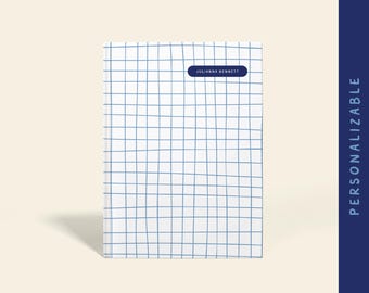 Personalized White and Blue Grid Notebook: A5 Hardcover or Paperback