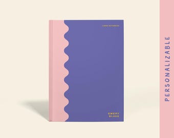 Personalized Pink and Purple Wavy Spine Notebook: A5 Hardcover or Paperback