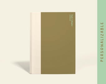 Personalized Green and White Wide Spine Notebook | A5 Hardcover or Paperback