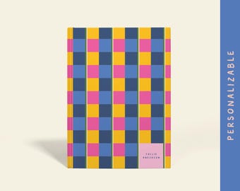 Personalized Bright Color Geometric Notebook: Custom Hardcover or Paperback Journal