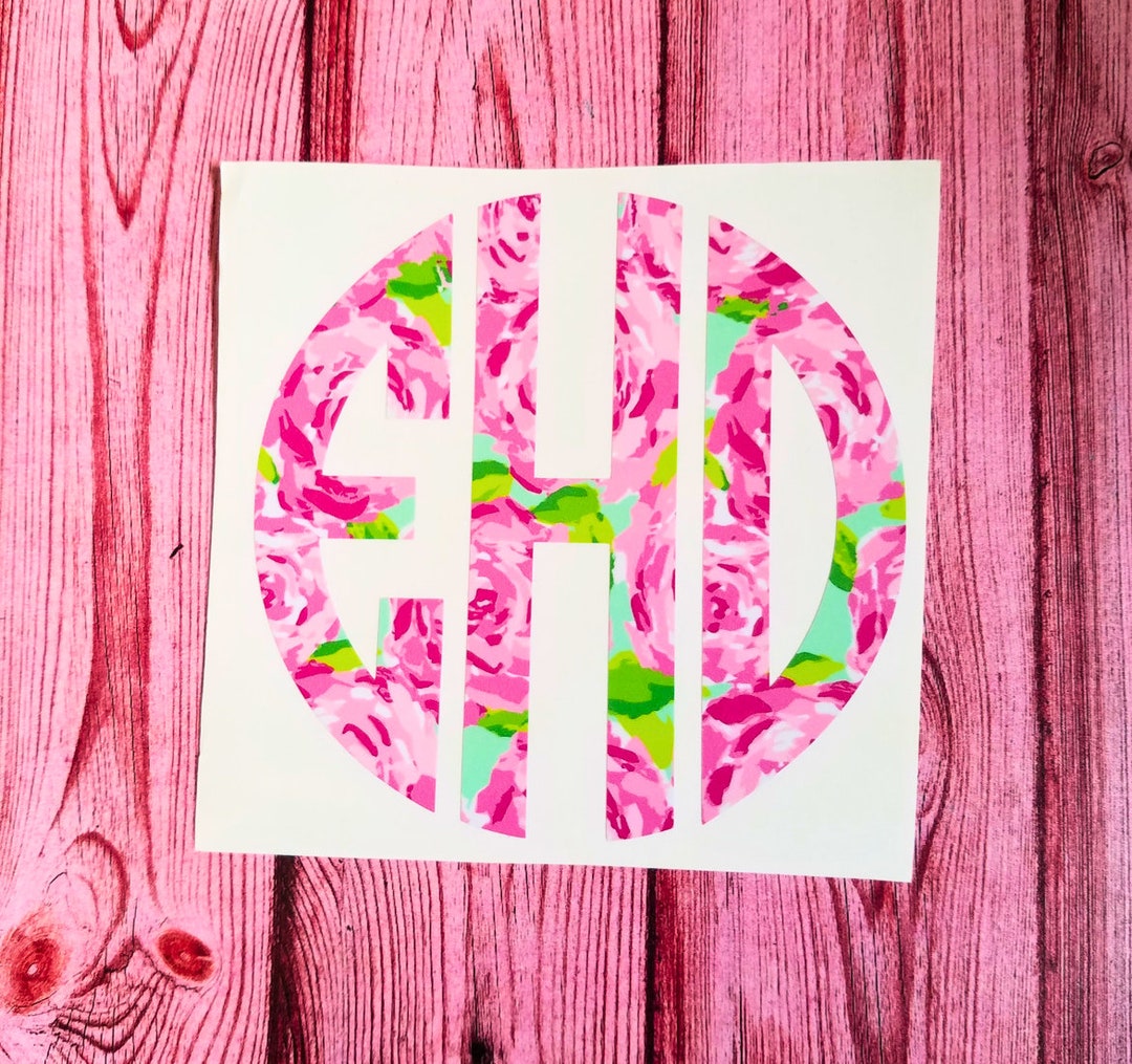 Patterned Circle Monogram Decal Cute Car Laptop Phone Tumbler