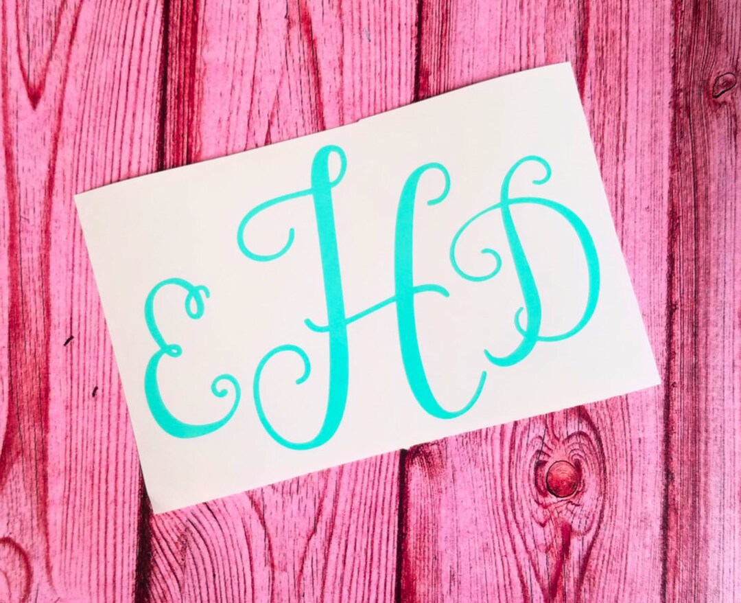 Custom Whimsical Monogram Decal - Personalized Vinyl Sticker - Etsy
