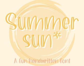 Summer Sun, Cute Handwritten Font for Cricut, Summer Handwriting Lettering for Goodnotes, Procreate, SVGs
