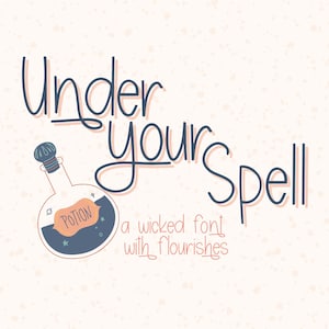 Under Your Spell, Cute Halloween Handwritten Font for Cricut, Font with Flourishes, Spooky Handwriting for Goodnotes, Procreate, SVGs