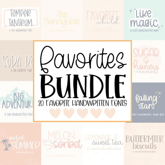 Cute Handwritten Font Bundle for Cricut, Cute Cursive Handwriting for Goodnotes, Procreate, SVGs, Cute Script Favorites Font Bundle