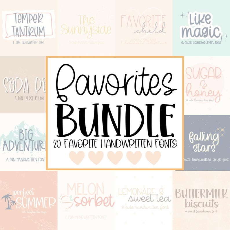 Cute Handwritten Font Bundle for Cricut, Cute Cursive Handwriting for Goodnotes, Procreate, SVGs, Cute Script Favorites Font Bundle image 1