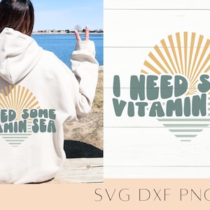 SVG de verano retro, SVG de mar con vitaminas, SVG de playa, SVG de sol, SVG de hola verano, archivos SVG retro